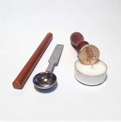 Сургучная печать для декорирования, набор: печать, ложечка, сургуч, свеча. Сургуч в гранулах.
