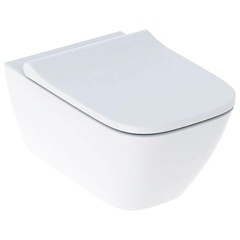 Geberit Smyle Square 500.683.00.2 Комплект подвесного унитаза вертикальный смыв, Rimfree, с сиденьем для унитаза, крышка ,Функция плавного опускания, Белый фото