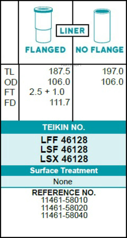 Гильза блока цилиндров TEIKIN LFF46128 (4шт/упак) хонингованная
