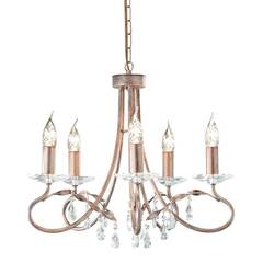 Золотая классическая люстра с хрустальными подвесками на 5 ламп Elstead Christina CRT5-SILVER-GOLD, E14, в гостиную