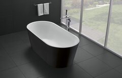 BelBagno BB71-1800-NERO-W0 Отдельностоящая акриловая ванна в комплекте со сливом (донным клапаном), 180x80, цвет: чёрный фото