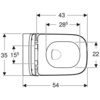 Geberit Smyle Square 500.683.00.2 Комплект подвесного унитаза вертикальный смыв, Rimfree, с сиденьем для унитаза, крышка ,Функция плавного опускания, Белый