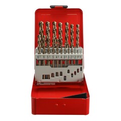 Набор сверл по металлу 1-10мм 19шт DIN338 HSSE-Co5 130° (мет. кейс) H-Tools Pro 215214PRO