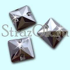 Стразы пришивные стеклянные Square Jet Hematite, Квадрат ДжетГематит, черныйметаллик яркий на StrazOK.ru