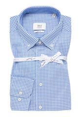 Сорочка мужская 1863 by Eterna Slim Fit 2416-FS14-13 в голубую клеточку