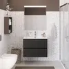 BelBagno UNO-MINI-800-2C-SO-GSO База под раковину подвесная с фрезеров. ручк. по всей длине фасада с двумя выкатн. ящ.,Темно-Серый Мат.,800x395x608