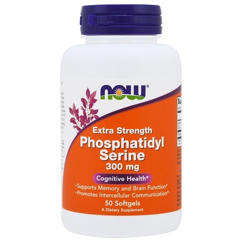 Now Foods, Фосфатидилсерин Extra Strength, 300 мг, 50 желатиновых капсул