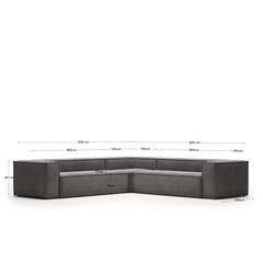 Угловой 6 местный диван Blok 320 x 320 cm серый вельвет