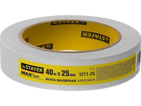 STAYER MAXTape 25 мм х 40 м, креповая, малярная лента, MASTER (1211-25) (9штук)