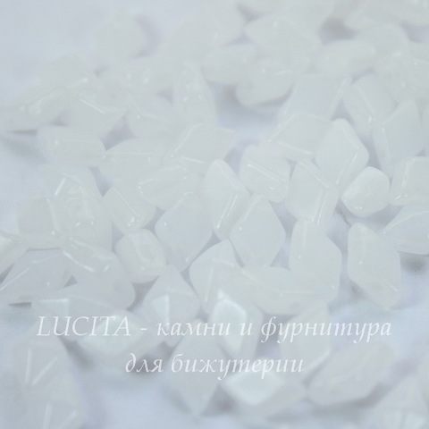 Бусина DiamonDuo Ромб с 2 отверстиями, 8х5 мм, белая глянцевая
