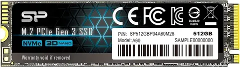 SSD диск Silicon Power SSD 512GB SP512GBP34A60M NVMe PCIe 3х4, 2200/1600MBs, 3D TLC,