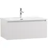 BelBagno UNO-800-1C-SO-BO База под раковину подвесная с фрезерованными ручками по всей длине фасада с одним выкатн. ящ., Bianco Opaco, 800x455x350