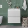 BelBagno UNO-MINI-500-2C-SO-BO База под раковину подвесная с фрезерованными ручками по всей длине фасада с двумя выкатн. ящ., Bianco Opaco,500x395x608