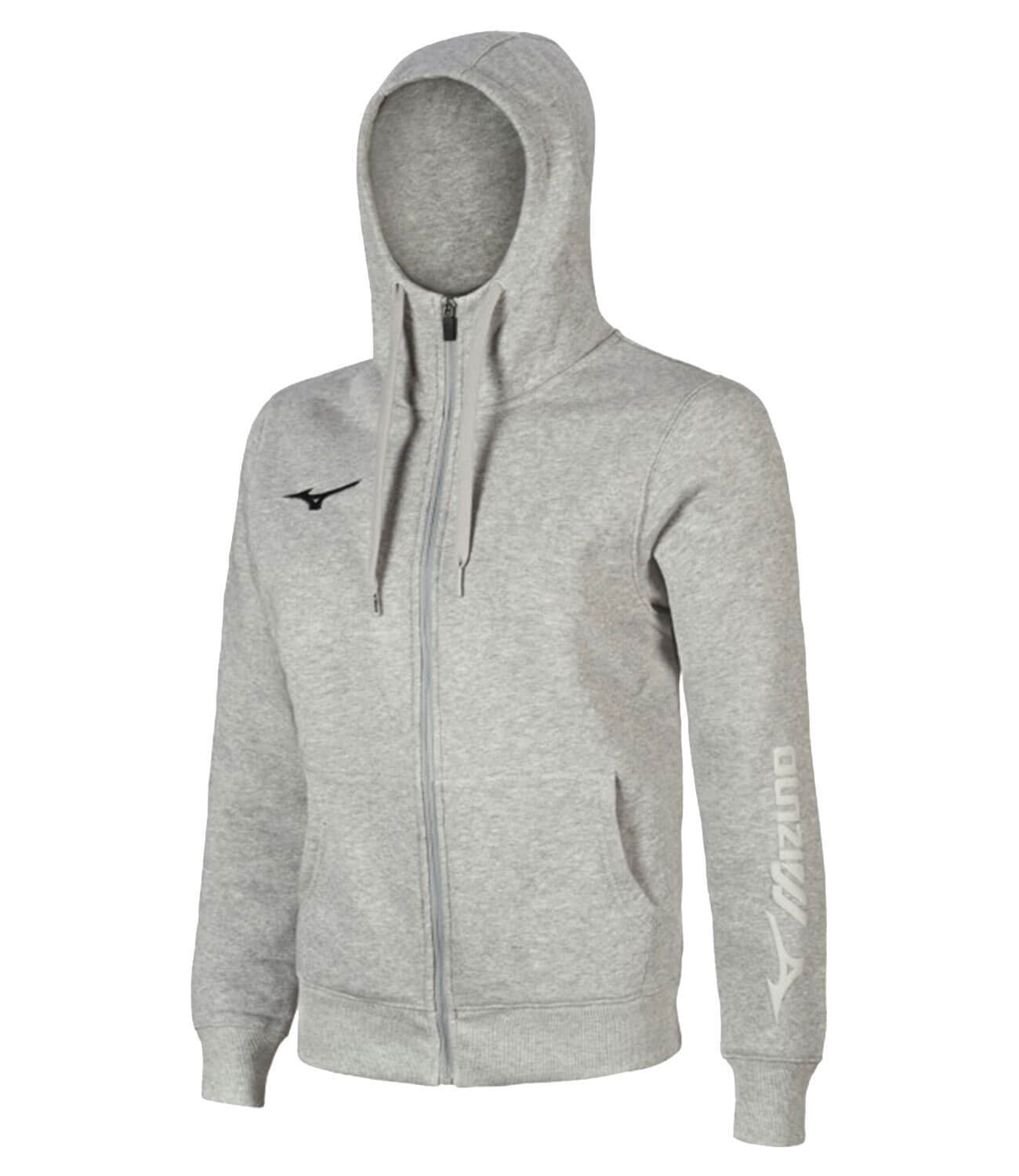 Мужская толстовка с капюшоном Mizuno Sweat Fz Hoodie серая