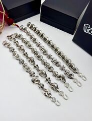 Браслет с лилиями из стали с посеребрением style by CHROME HEARTS