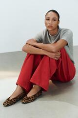 ZARA ФАКТУРНЫЕ КОЖАНЫЕ БАЛЕТКИ С ПРИНТОМ, ЛЕОПАРДОВЫЙ