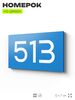 Номер на дверь 513, табличка на дверь для офиса, квартиры, кабинета, аудитории, склада, голубая 120х70 мм, Айдентика Технолоджи