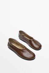 Massimo Dutti Мягкие кожаные балетки, коричневый
