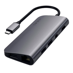 USB-концентратор Satechi USB-C Multi-Port V2, Ethernet / 4K HDMI / Type-C / Type-A / SD & micro SD, Space Gray (Серый космос)