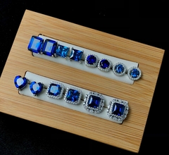 Серьги-пусеты из серебра с прямоугольным,сапфировым кварцем багетной огранки