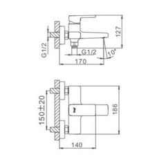 Смеситель для ванны, Frap, корот изл, с картриджем, хром, F3260