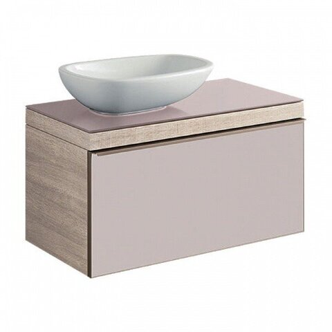 Geberit Citterio 500.560.JI.1 Тумба для раковины 88.4x54.3x50.4см, бежевый / глянцевое стекло, светлый дуб / меламин, структура дерева