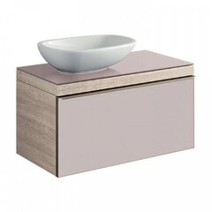 Geberit Citterio 500.560.JI.1 Тумба для раковины 88.4x54.3x50.4см, бежевый / глянцевое стекло, светлый дуб / меламин, структура дерева фото