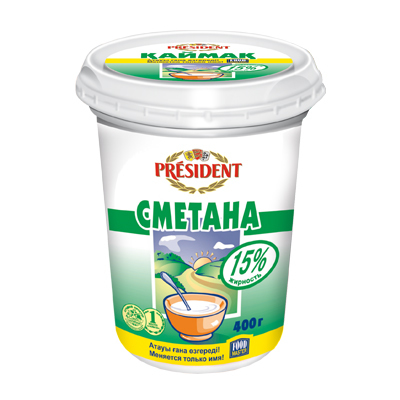 Сметана President 400гр 15%