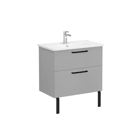 VitrA Root 68289 Тумба 80 см с квадратной раковиной, 2 ящика, матовый серый камень