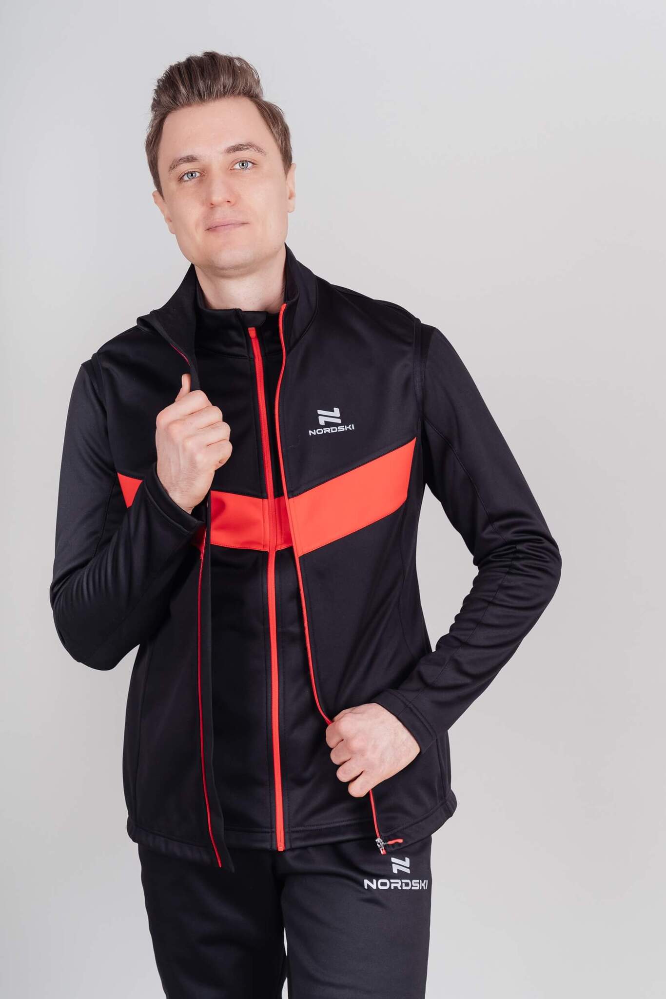 Мужской лыжный жилет Nordski Base black-red - 7