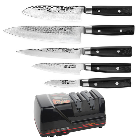Комплект из 5 ножей (37 слоев) YAXELL Zen и электрической точилки Chef's Choice