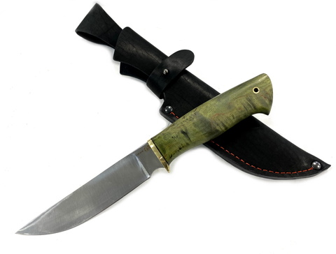 Нож Сибиряк, сталь 110х18, карельская береза, зеленая