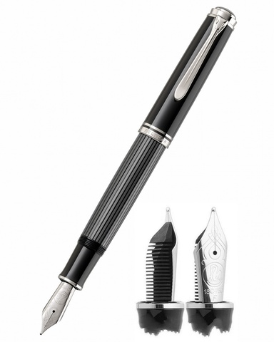 Ручка перьевая Pelikan Souverän® M 605 Stresemann Black & Silver CT (813617)