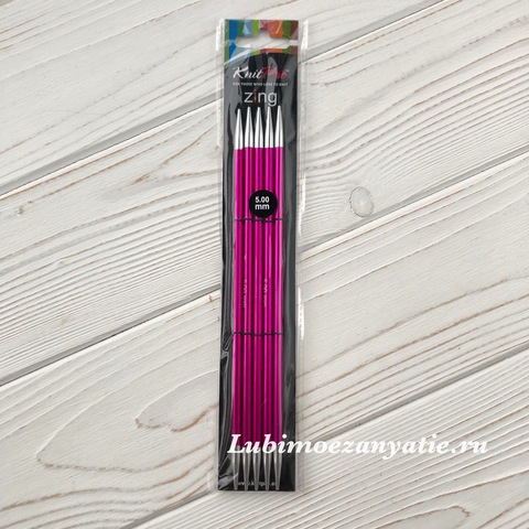 KnitPro Zing чулочные спицы 5 мм/20 см арт.47041