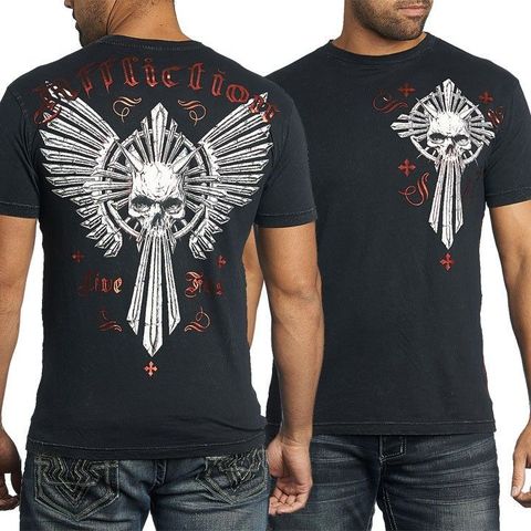 Affliction | Футболка мужская Live Fast Attack A11490 перед и спина