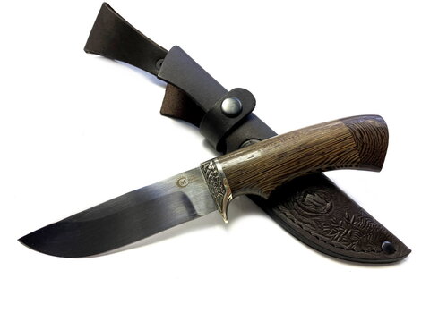 Нож Егерь, кованая 95х18, венге, литье мельхиор