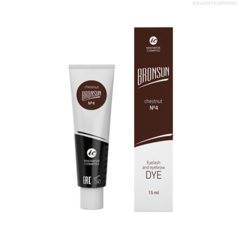 Innovator Cosmetics, Краска для ресниц и бровей Bronsun №4, каштан, 15 мл