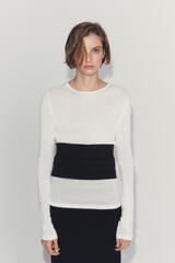 ZARA ФУТБОЛКА SUPIMA® С ДЛИННЫМИ РУКАВАМИ, БЕЛЫЙ