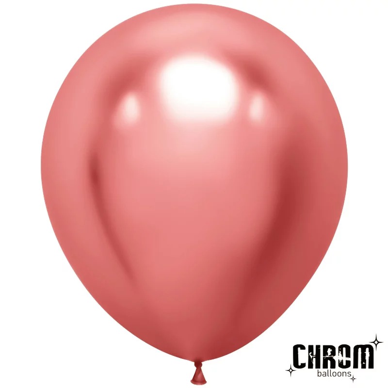 Шар К 18''/45 см, Хром, Розово-красный, 10 шт.