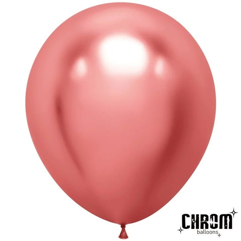 Шар К 18''/45 см, Хром, Розово-красный, 10 шт.