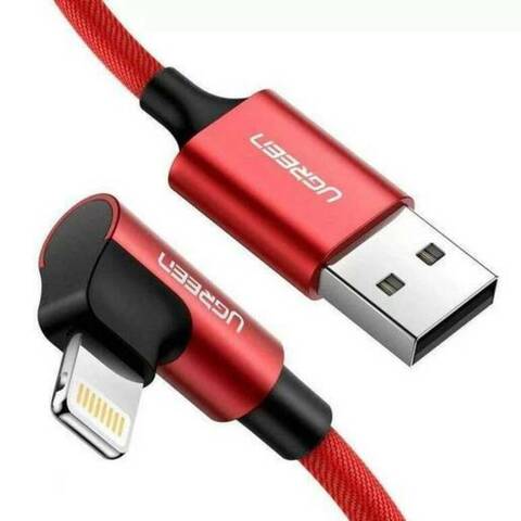 Кабель UGREEN US299 (60555) USB-A to Angled Lightning M/M Cable оплеткаed 1м - Red