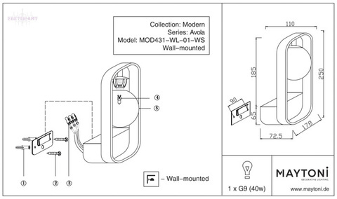 Бра MOD431-WL-01-WS серии Avola