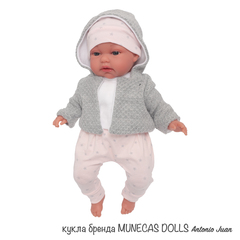 Munecas Antonio Juan Одежда для кукол и пупсов 30-35 см, серая куртка, кофта, ползунки, шапка (91033-10)