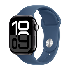 Умные часы Apple Watch Series 10 GPS, 42mm, Jet Black Aluminium Case with Sport Band M/L, Denim (Черный)