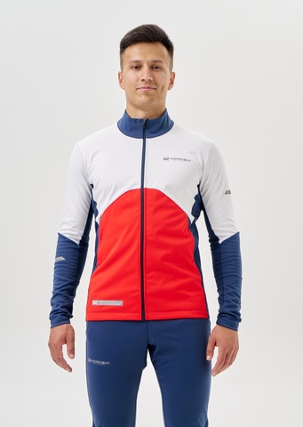 Мужская тренировочная лыжная куртка Nordski Pro 2.0 white-red-blue