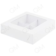 Коробка для 4 конфет с пластиковой крышкой 120*120*30 мм (белая), 10шт