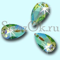 Стразы пришивные акриловые Drop Peridot AB, Капля Перидот АБ светло-зеленый с радужным покрытием на StrazOK.ru купить