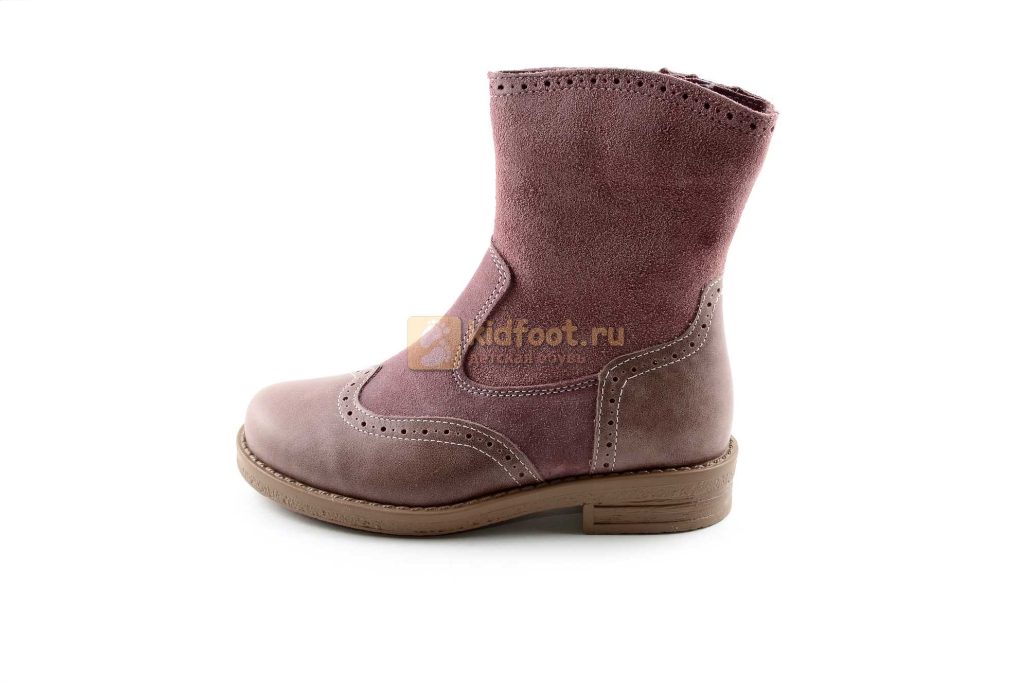 Детские сапоги Тотто из натуральной кожи на молнии для девочек, цвет ирис