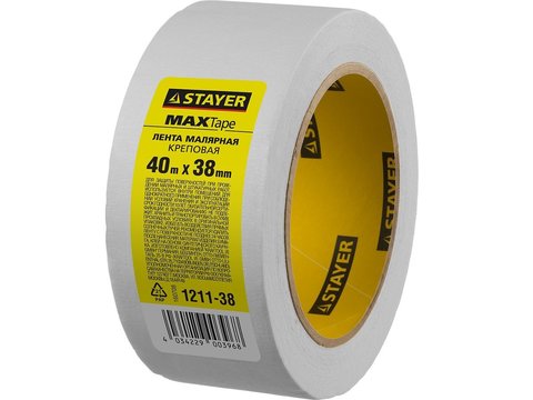 STAYER MAXTape 38 мм х 40 м, креповая, малярная лента, MASTER (1211-38) (6штук)