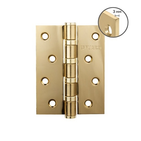 Петля дверная универсальная FUARO HEAVY IN4400U 100х75х3 мм GOLD-24 (золото 24K) /49575/ (1шт)